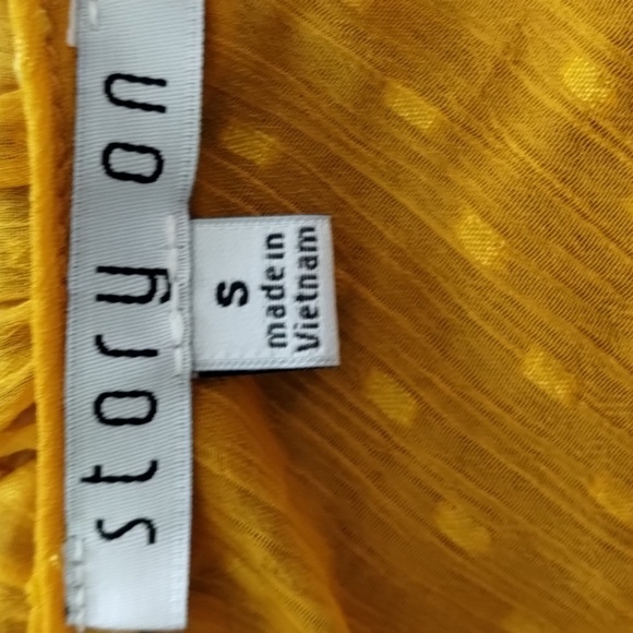 NWT Story On mustard mini dress w V neckline, ruffle SO CUTE! - Picture 13 of 16